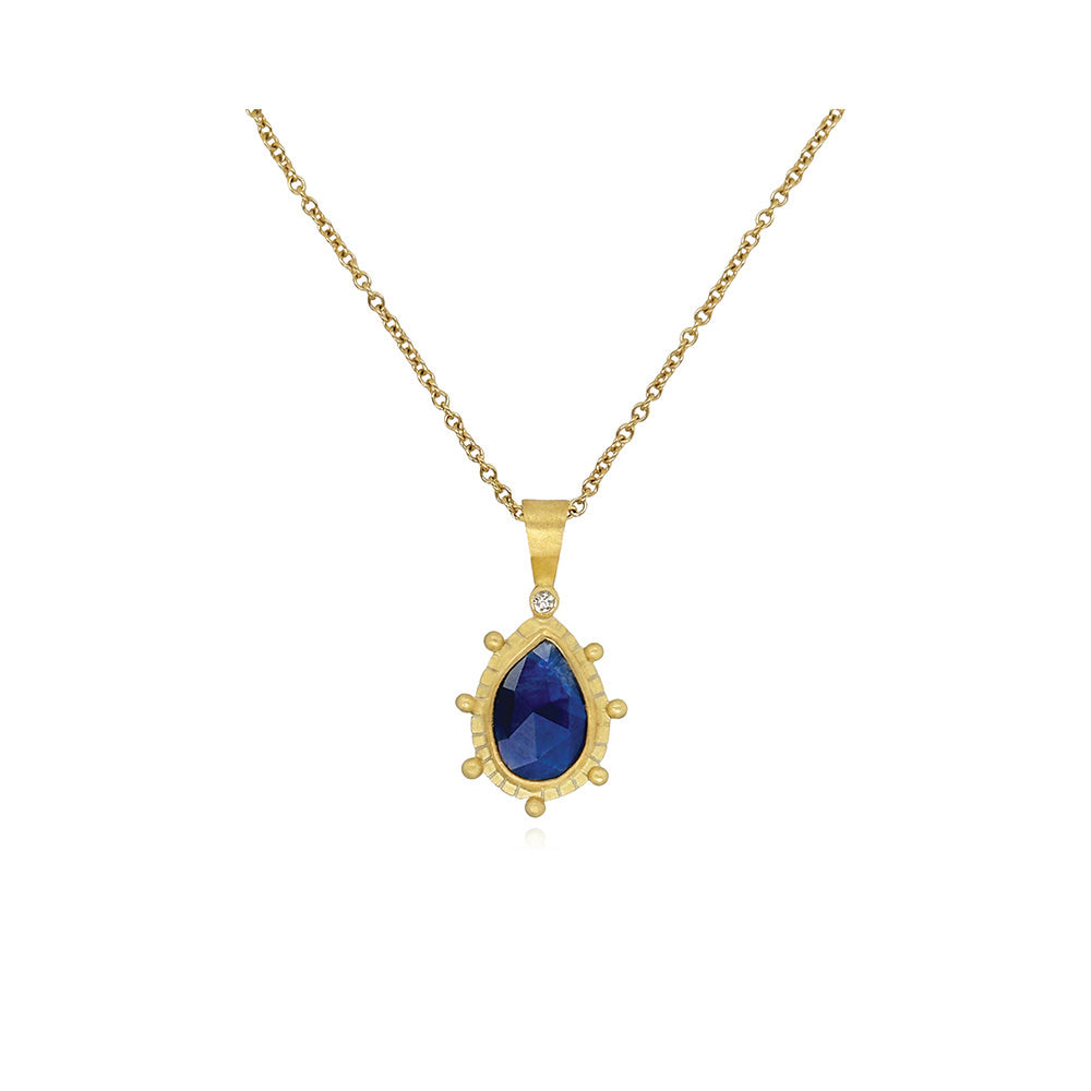 rose cut sapphire pendant with diamond