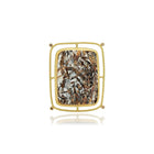 Astrophyllite brooch with diamonds and pearls