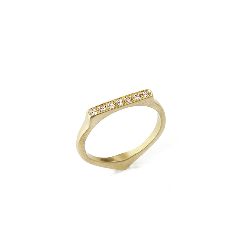 Corazon Stacking Ring with Diamond in 14K Green Gold
