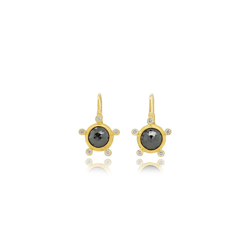 Rose Cut Black Diamond Earrings