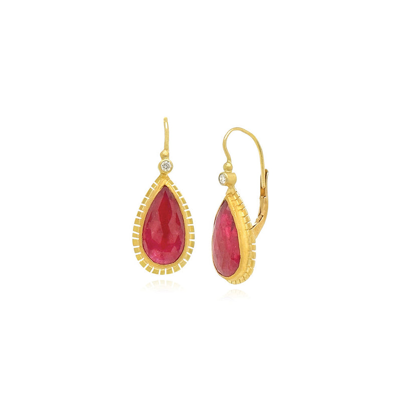 Rose Cut Ruby Earrings