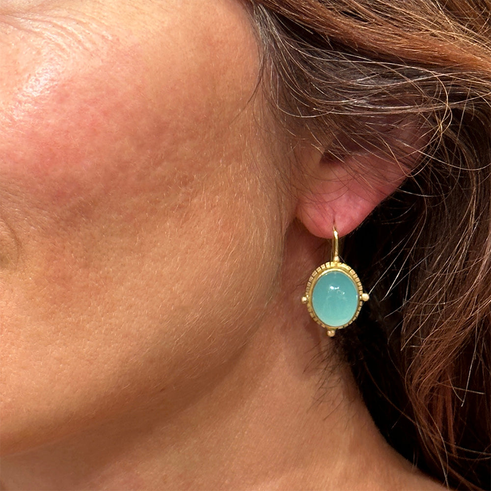 seafoam grean chalcedony earrings