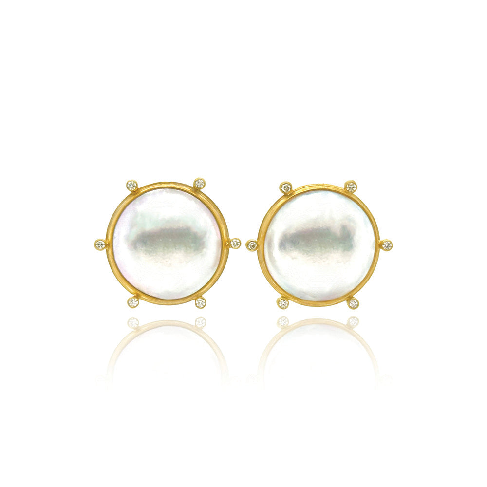 Japanese mabe pearl earrings