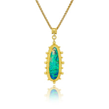 Large oval Australian black opal pendant