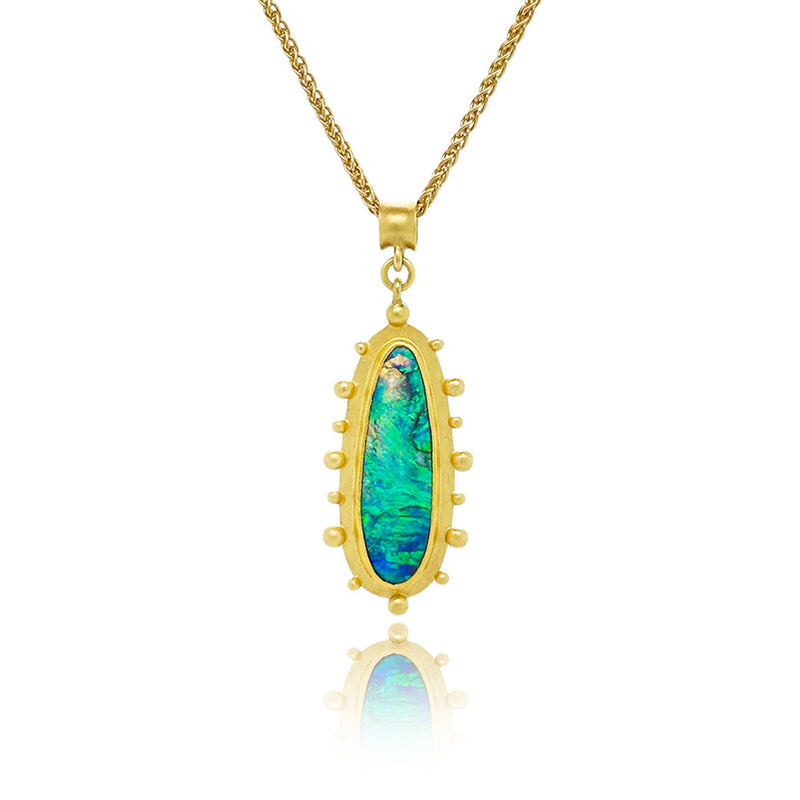 Large Oval Australian Black Opal Pendant