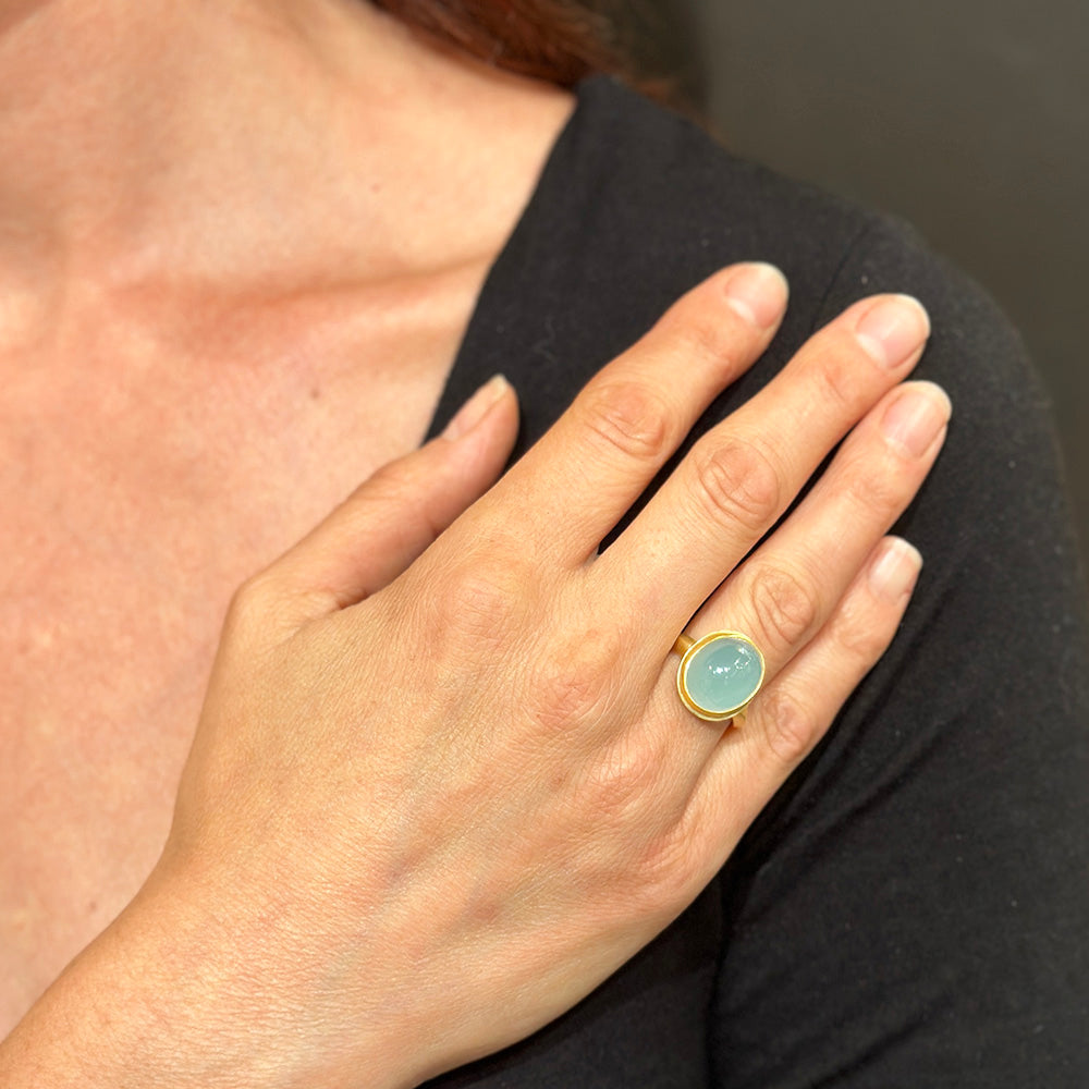 seafoam green chalcedony ring