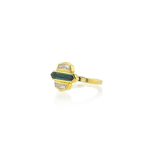 East/West Green Tourmaline and Diamond Ring