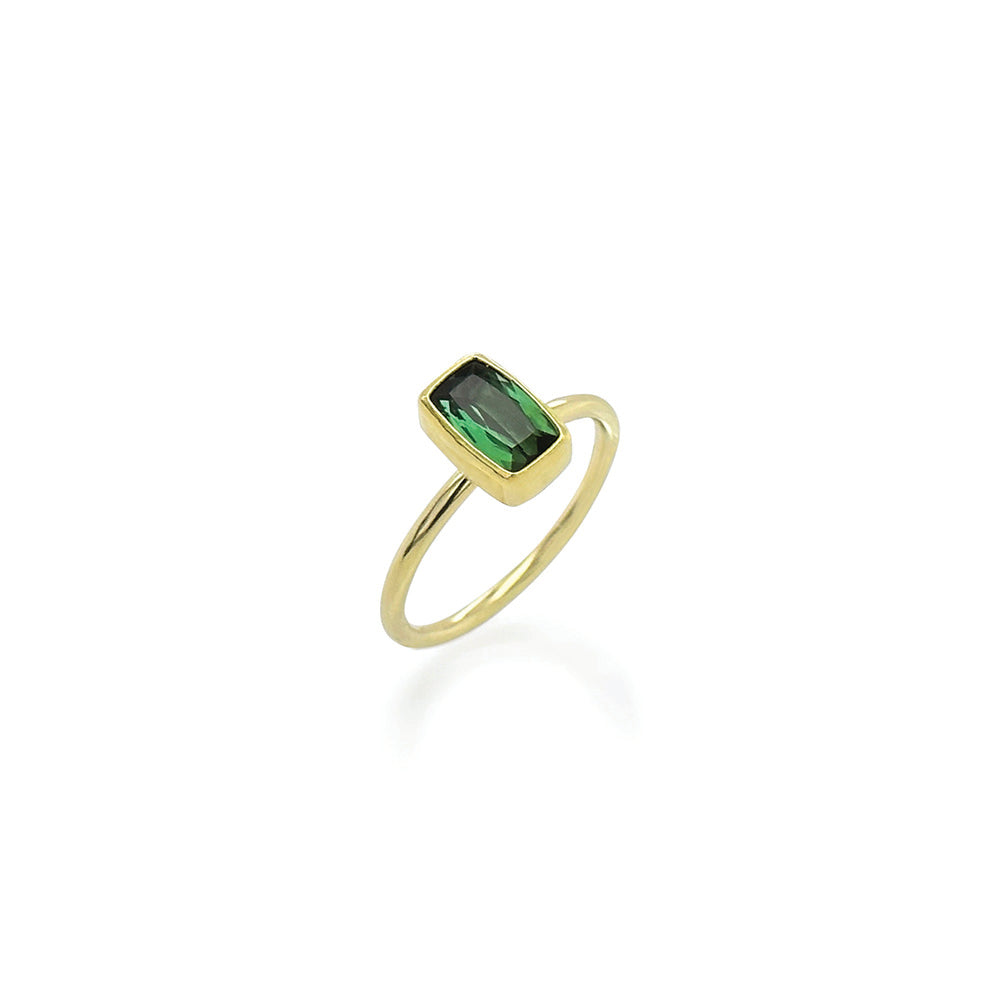 cushion cut green tourmaline ring