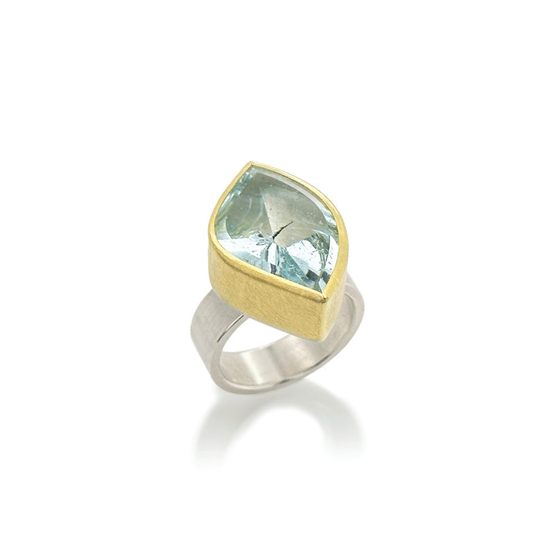Aquamarine Leaf Ring