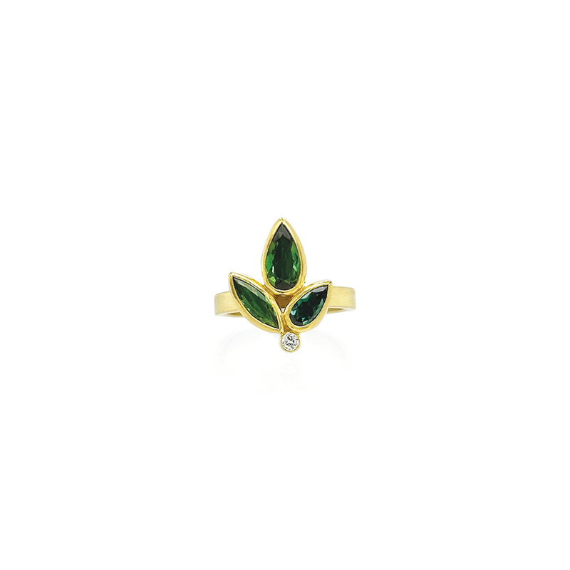 Triple Leaf Tourmaline Ring