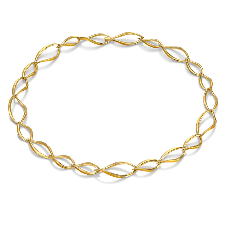 Nested Marquise Link Necklace in 18K Yellow Gold.