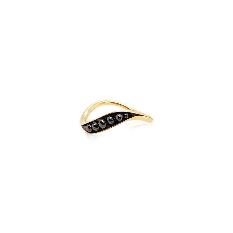 Wave Ring with Black Diamonds