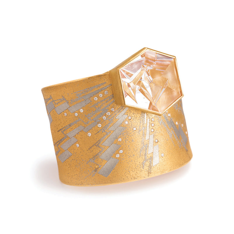 Munsteiner-Cut Morganite Cuff Bracelet