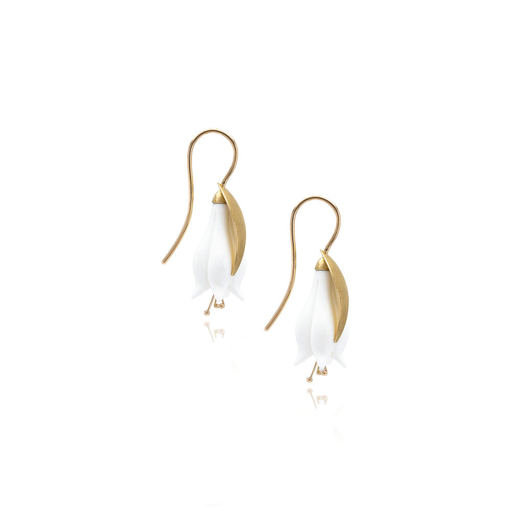 carved white opal blossom earrings