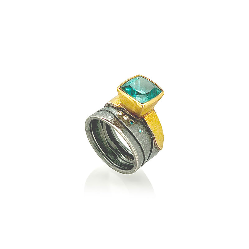 Blue Green Tourmaline Ring