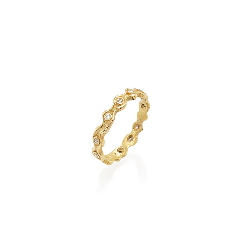 "Wave" Ring with White Diamonds