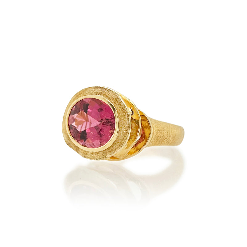 Large Pink Tourmaline "Reef" Ring