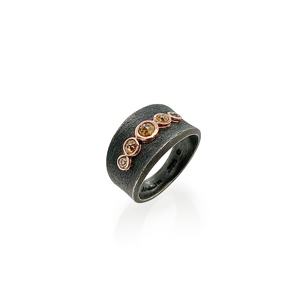 5 rose cut diamond ring