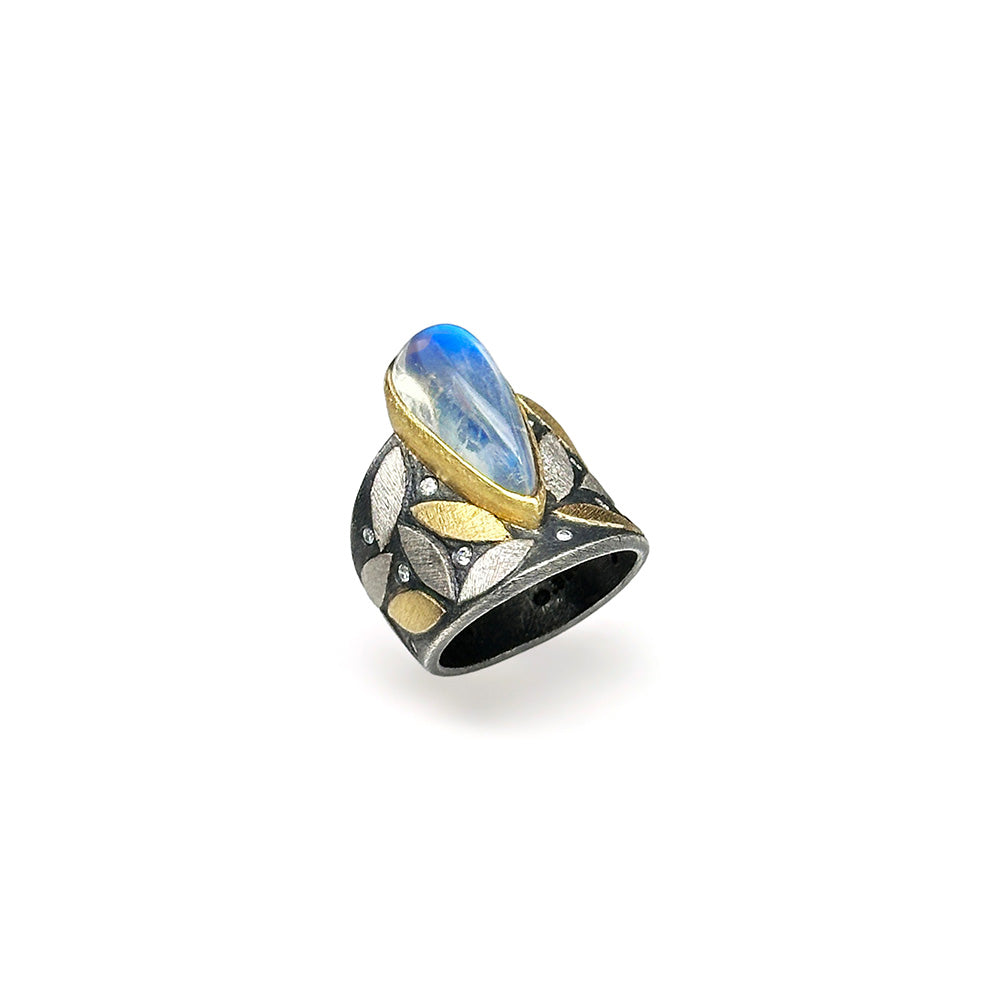 moonstone leaf ring