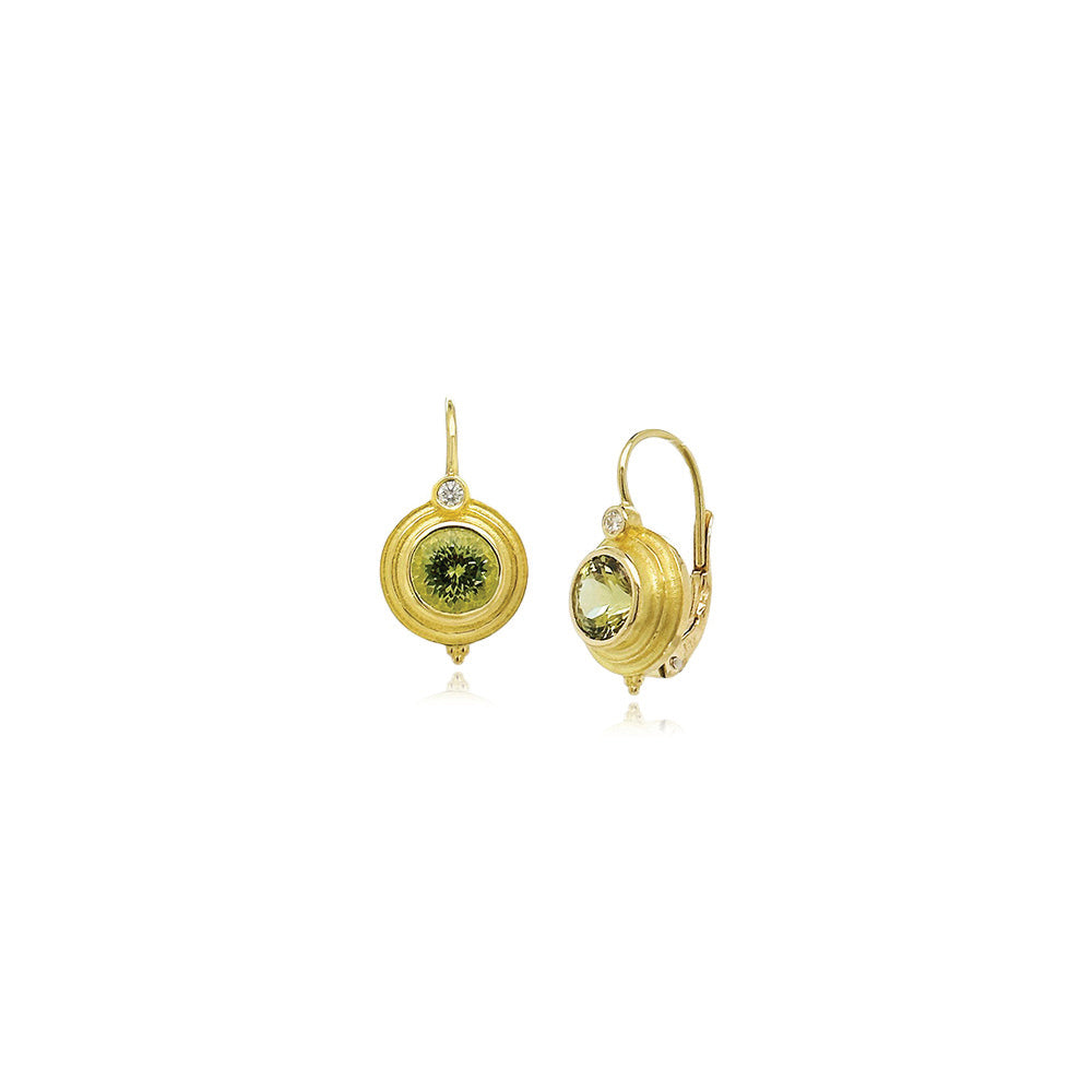 Green/gold color mali garnet earrings