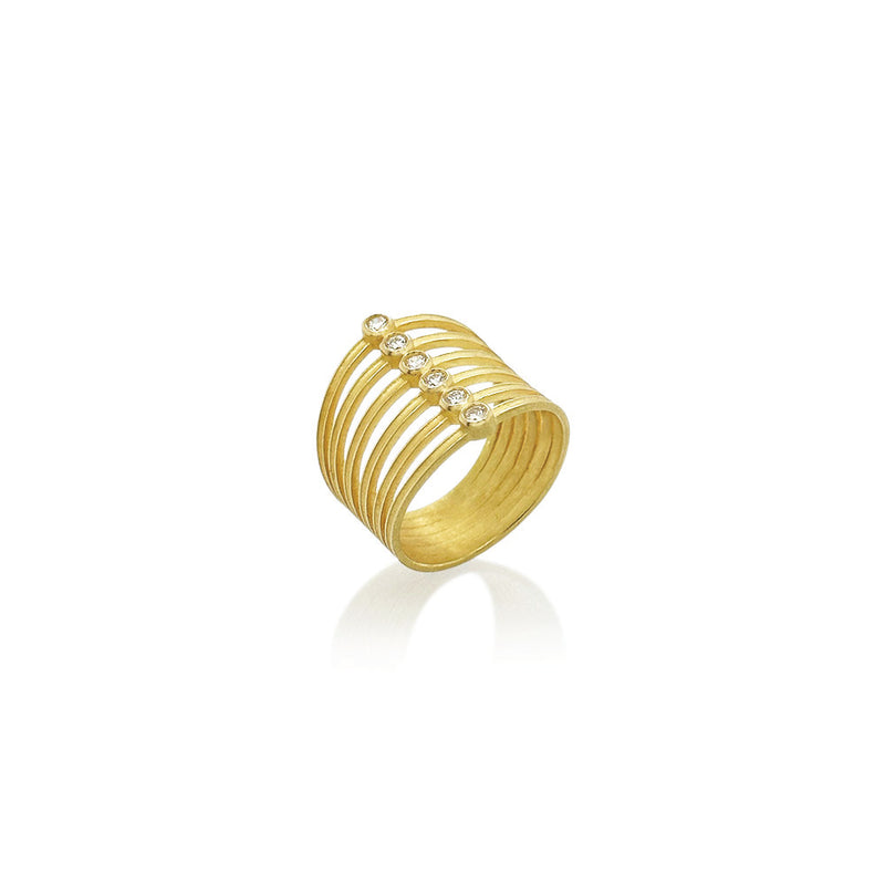 Large "Zipper" Ring with Diamonds