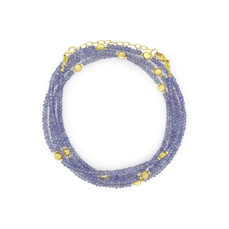 Tanzanite Wrapped Beaded Bracelet