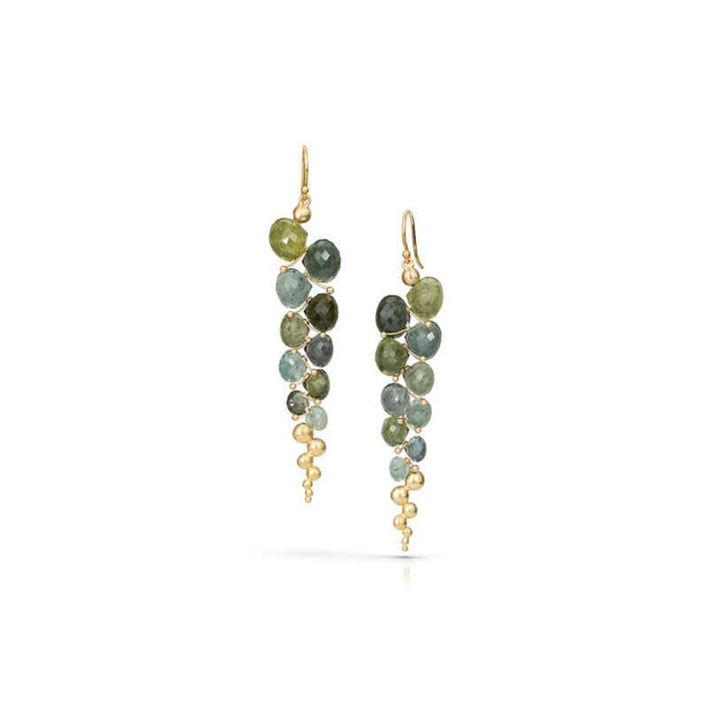 Long Caviar Earring in Moss Aquamarine