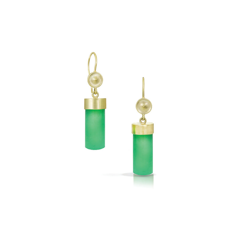 Chrysoprase Cylinder "Temple" Earrings