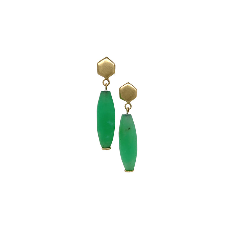 Theia Earrings with Chrysoprase in 14K Green Gold