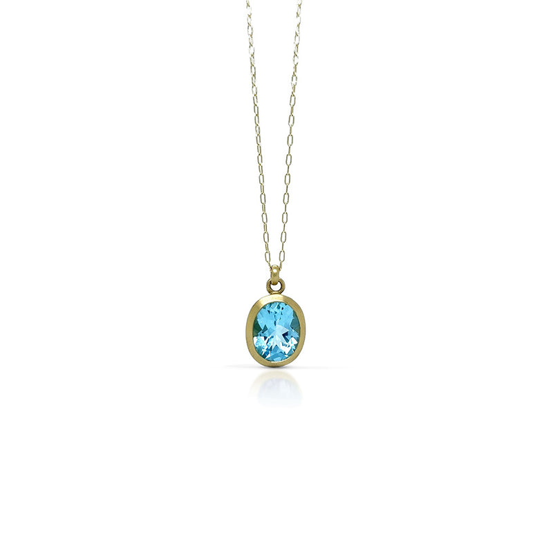 Amphora Necklace with Blue Topaz in 14K Green Gold