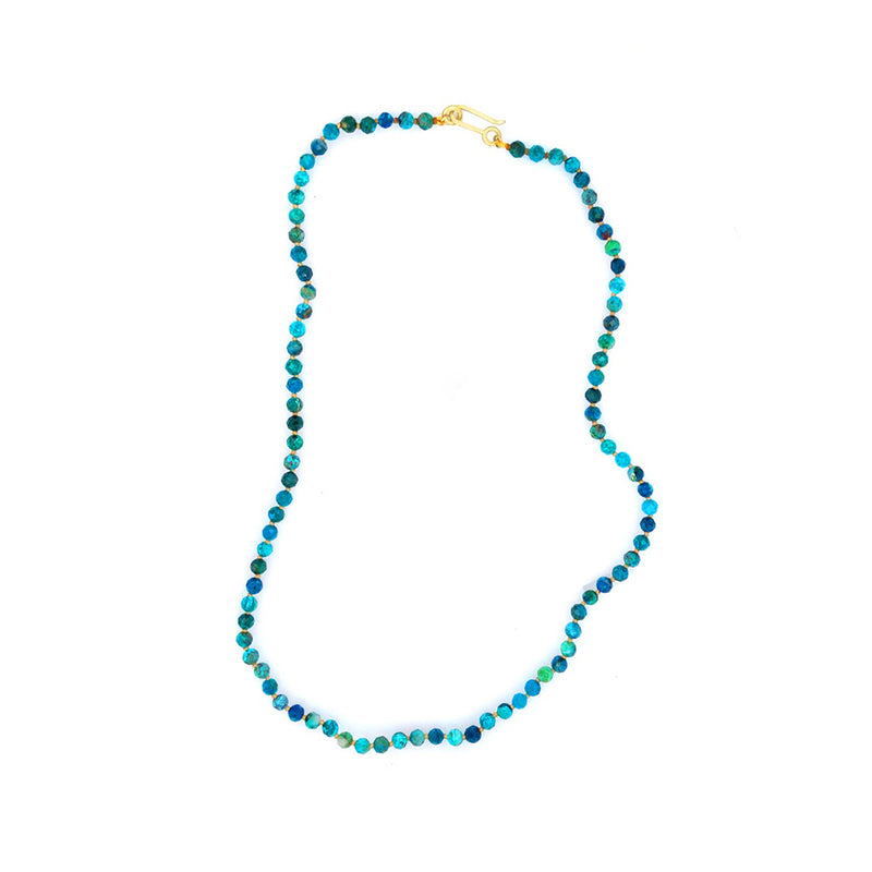 Chrysocolla Azurite Necklace with 14K Green Gold Clasp