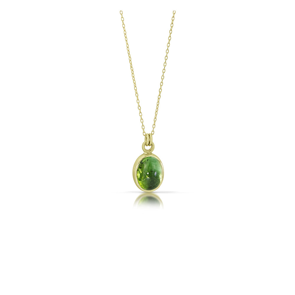 green tourmaline cabochon pendant