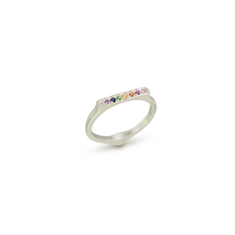 Corazon Stack Rainbow Ring Sterling Silver