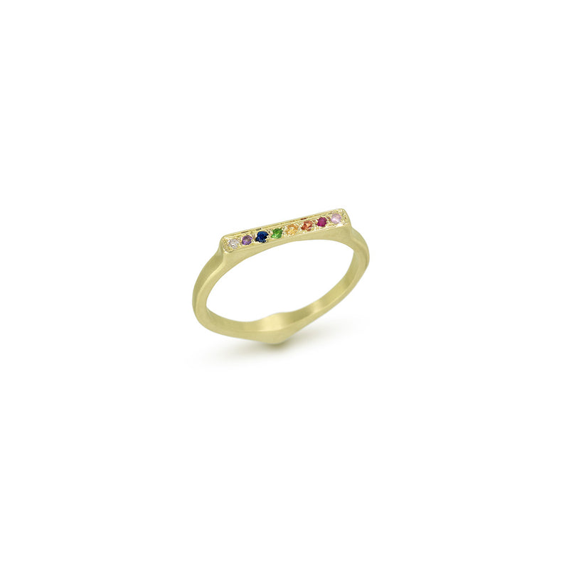 Corazon Stack Rainbow Ring  in 14K Green Gold