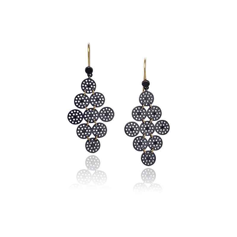 "Prelude" Chandelier Earrings with Black Diamonds