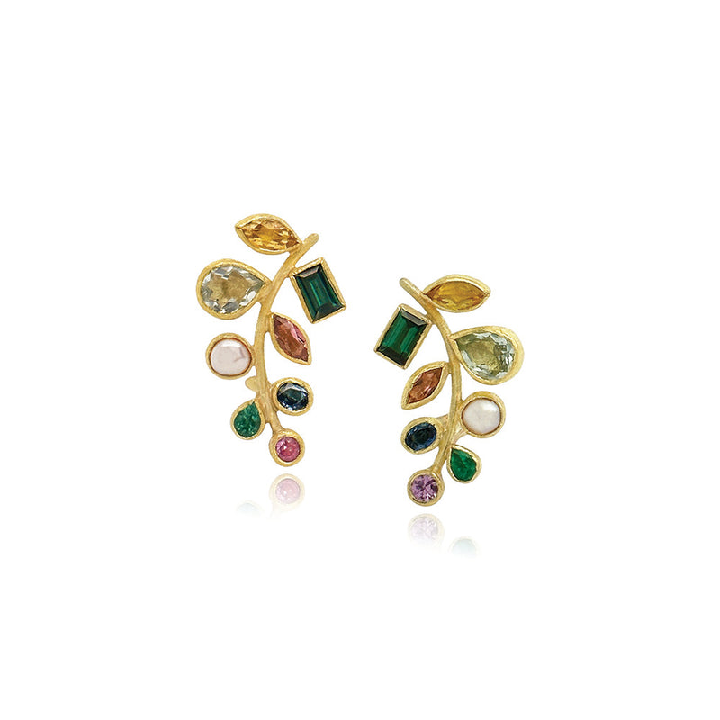 "Grape" Cluster Earrings with Multi-Colored Gemstones