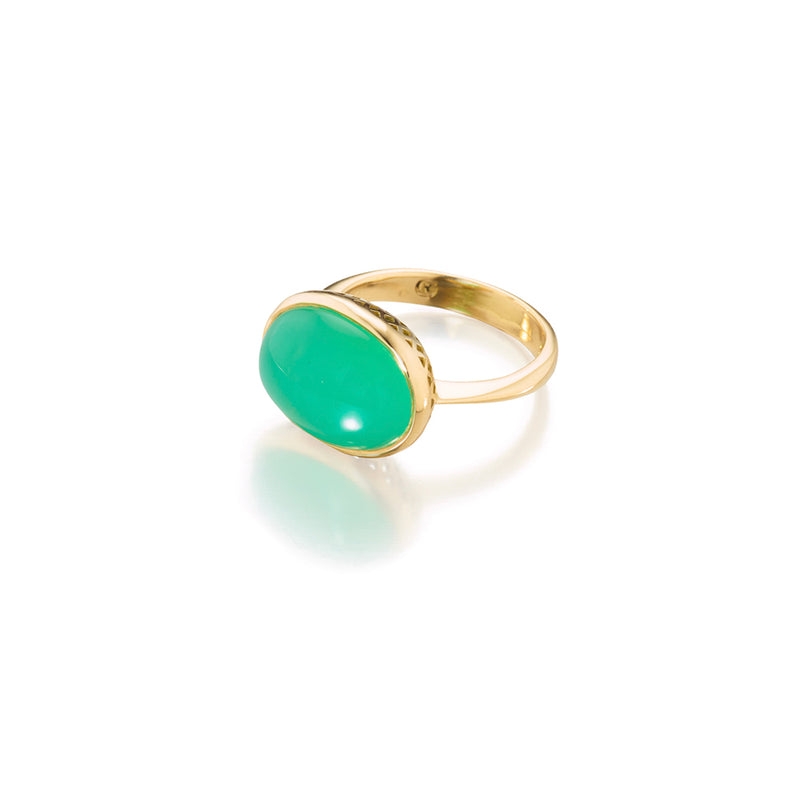 Oval Chrysoprase Cabochon Ring