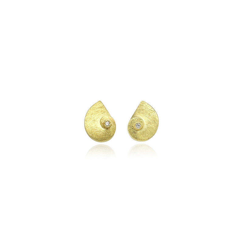 Small Nautilus Spiral Earrings with Diamonds