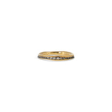 Irregular 3-4mm 18k Yellow Gold Blackened Channel Ring with Diamonds