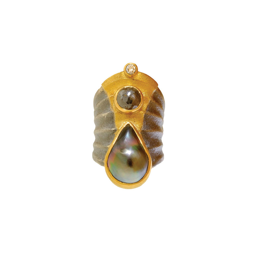 Tahitian Mabé pearl and diamond ring