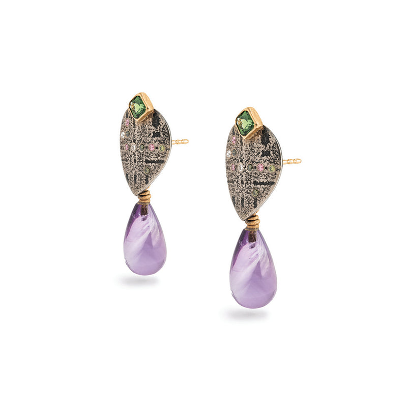 Amethyst Heart "Kite" Earrings