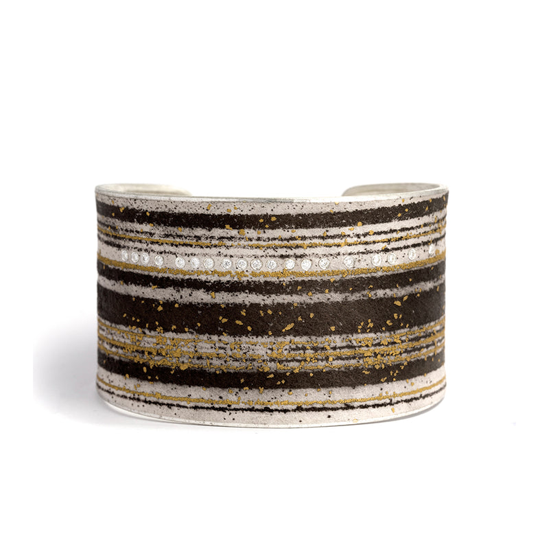 Wide "Line" Cuff with Palladium, 24K Gold and Sterling Silver