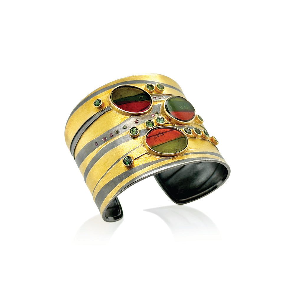 watermelon tourmaline cuff bracelet