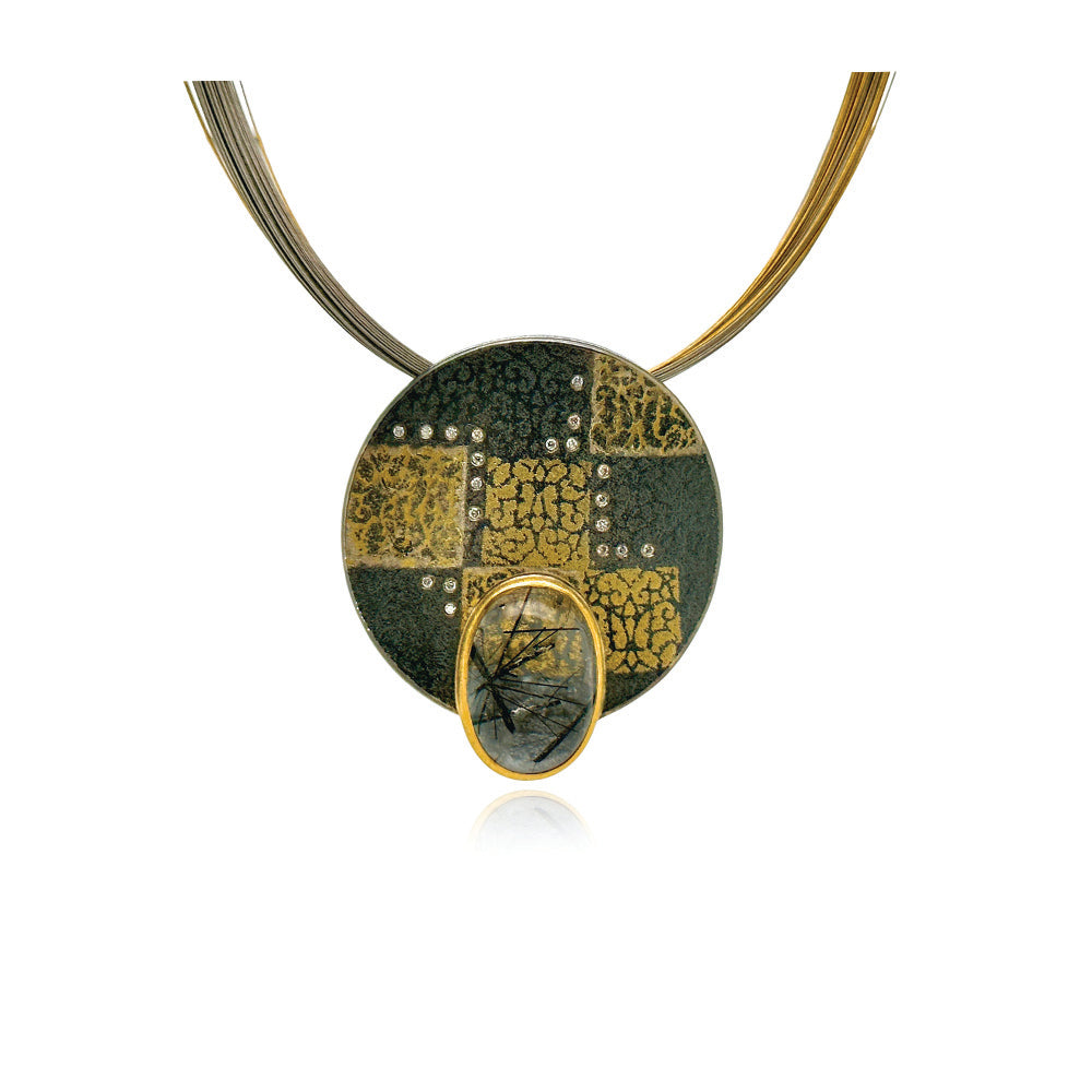 Tourmalinated quartz brooch/pendant