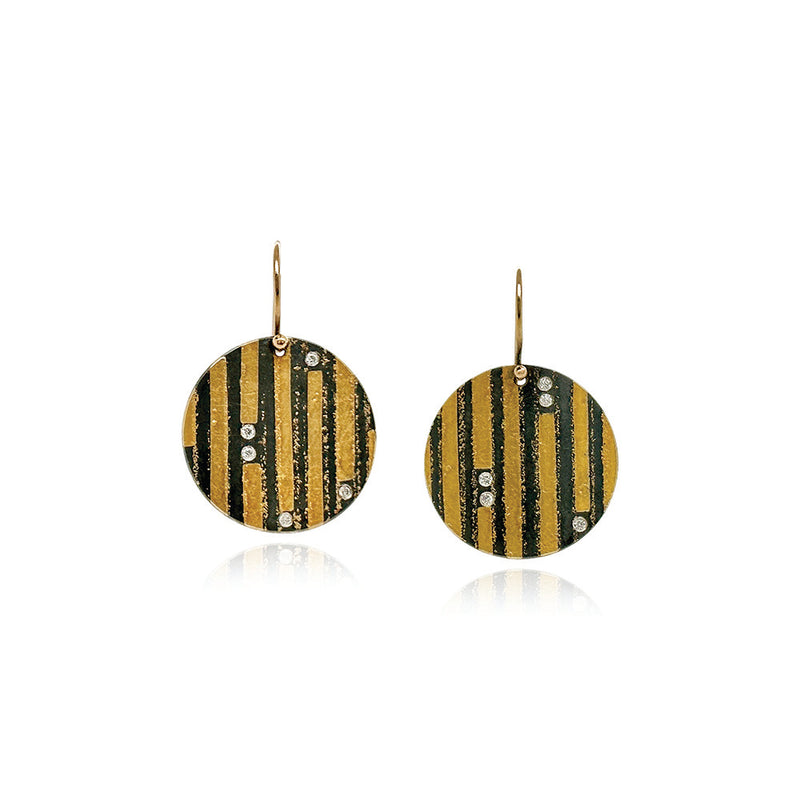 Vertical Stripe Disc Earrings